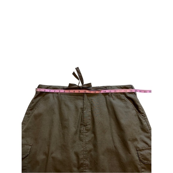 Denver Hayes Khaki Green Linen Blend Cargo Skirt With Pockets - Size 18 - Picture 8 of 9